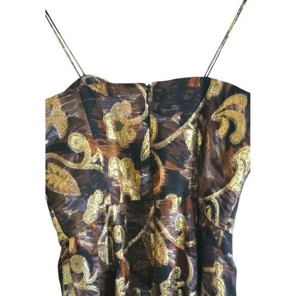 Vintage Chetta B Tiered Long Gown Women's 4 Brown Gold Silk Formal Y2k - Picture 7 of 9